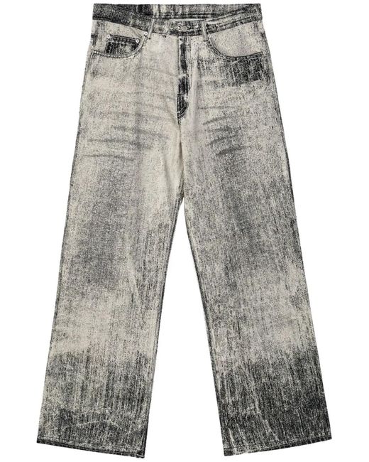 CAMPERLAB Gray Distressed Straight-Jeans