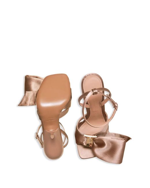 Ferragamo Brown 105Mm Asymmetric-Bow Satin Sandals