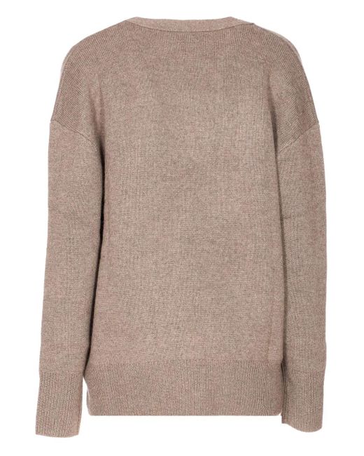 Lisa Yang Brown Amery V-Neck Button Cardigan