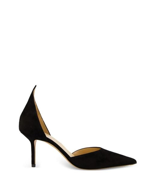 Francesco Russo Black High-Back Suede Pumps