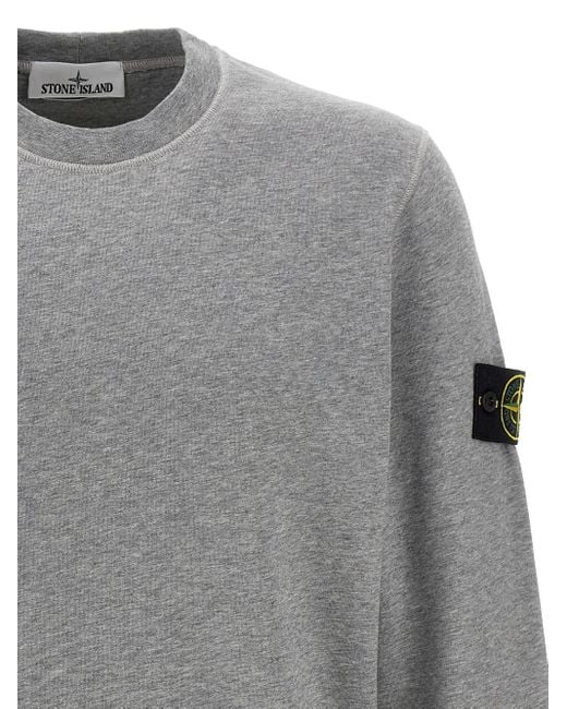 Stone Island Gray Logo Badge Sweatshirt for men