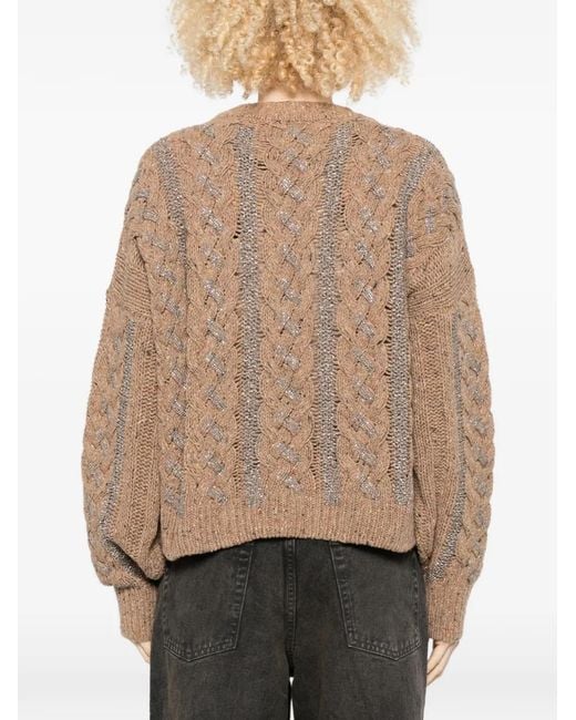 Pinko Natural Cable-Knit Sweater