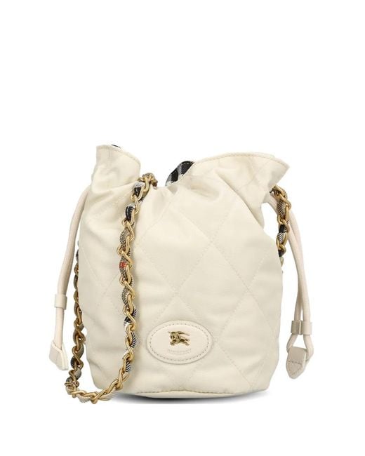 Burberry Natural Mini Logo-Plaque Bucket Bag