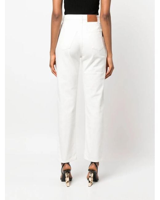 Philipp Plein White Paillettes Mom-Fit Distressed Jeans