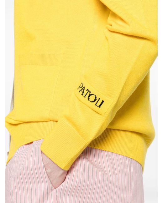 Patou Yellow Intarsia-knit Logo Cardigan