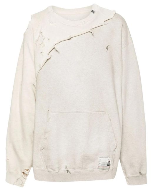 Maison Mihara Yasuhiro White Distressed-Effect Sweatshirt for men