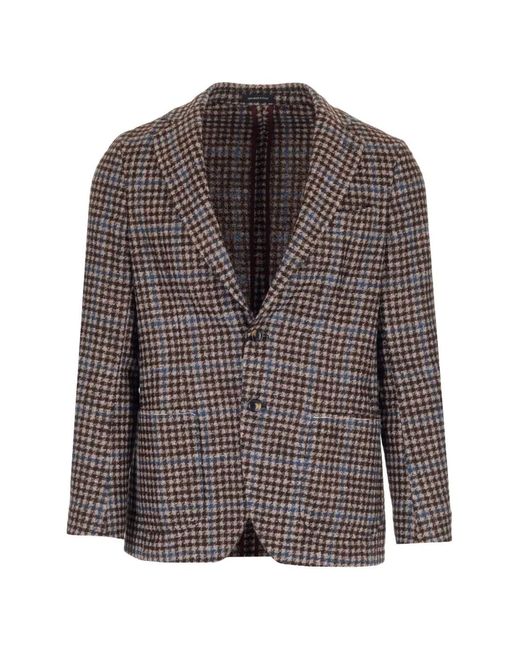 Al Duca D'aosta Brown Check Wool Blazer for men