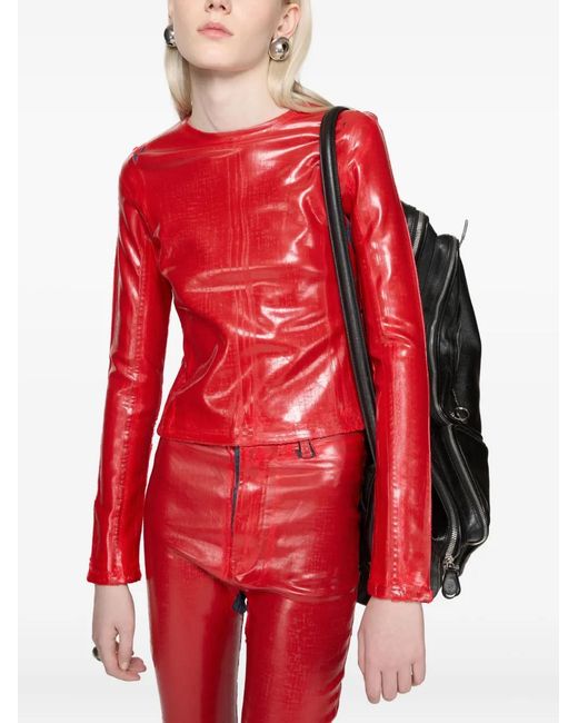 Acne Red Long-Sleeve Zipped Top