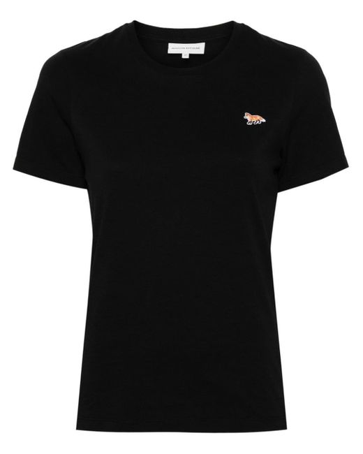 Maison Kitsuné Black T-Shirt mit Fuchs-Motiv