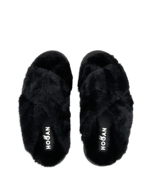 Hogan Black Crossed Bands Slides