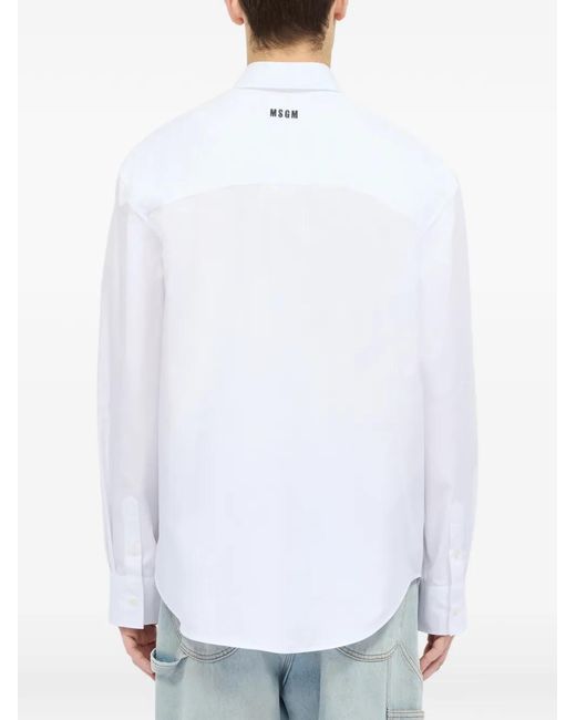MSGM White Appliqué-Detail Shirt for men