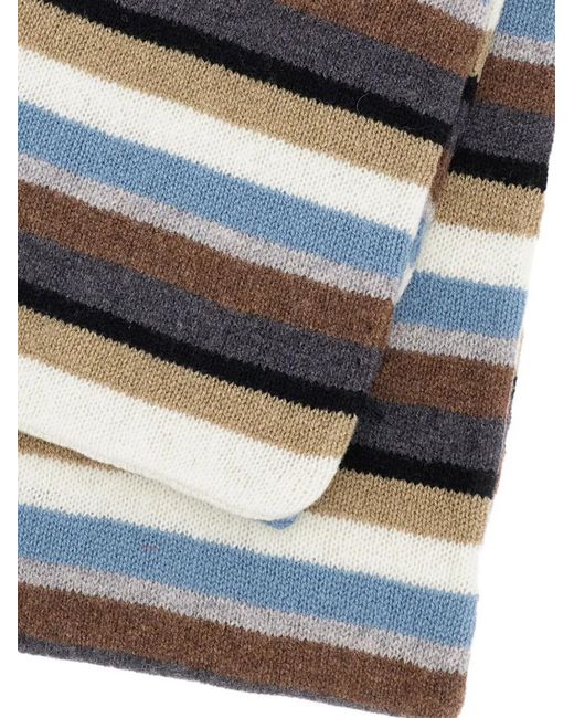 Paul Smith Gray Striped Wool Scarf for men