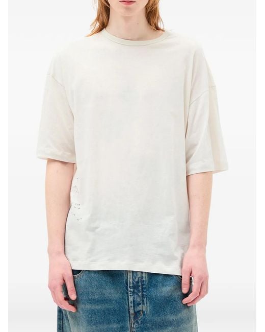 Ann Demeulemeester White T-Shirt En Coton Dieter À Slogan Imprimé for men