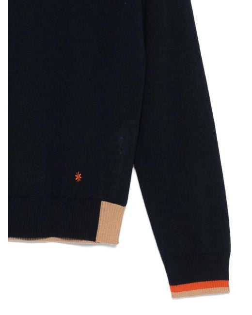 Manuel Ritz Blue Contrast-Trim Wool-Blend Sweater for men