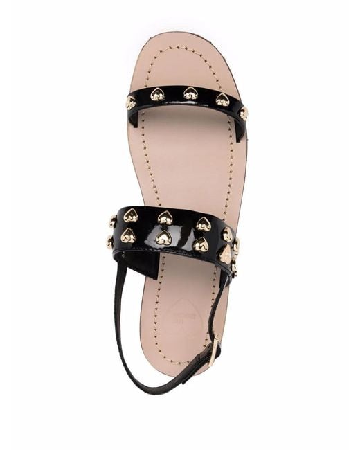 Love Moschino White Heart-Stud Flat Sandals