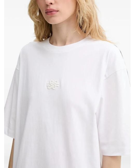 Filling Pieces White Embroidered-Logo T-Shirt