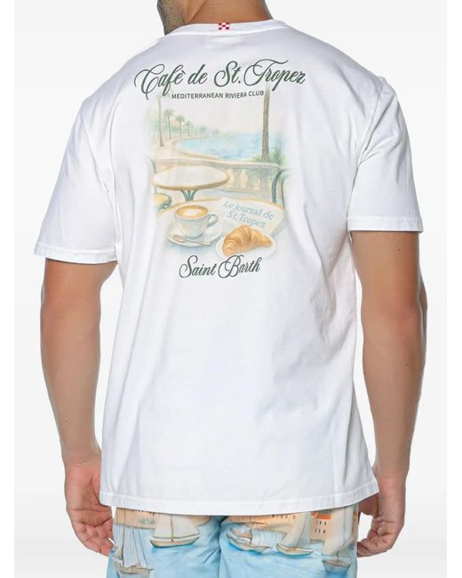 Mc2 Saint Barth White Portland Graphic-Print Cotton T-Shirt for men