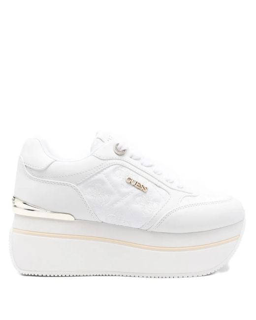Guess White Platform Logo Sneakers