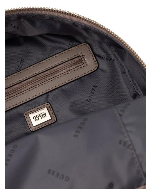 Guess Natural Logo-Plaque Zip-Around Backpack