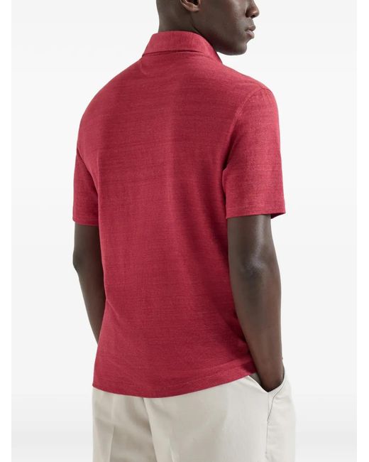 Brunello Cucinelli Red Jersey Polo Shirt for men