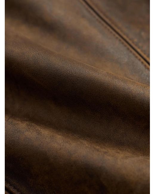 RRL Brown Zip Leather Jacket for men