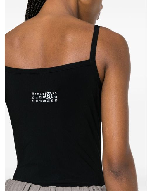 MM6 by Maison Martin Margiela Black Numbers-motif Sleeveless Bodysuit
