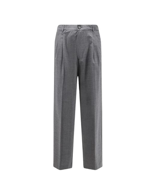 Amaranto Gray Double-Pleat Trousers for men