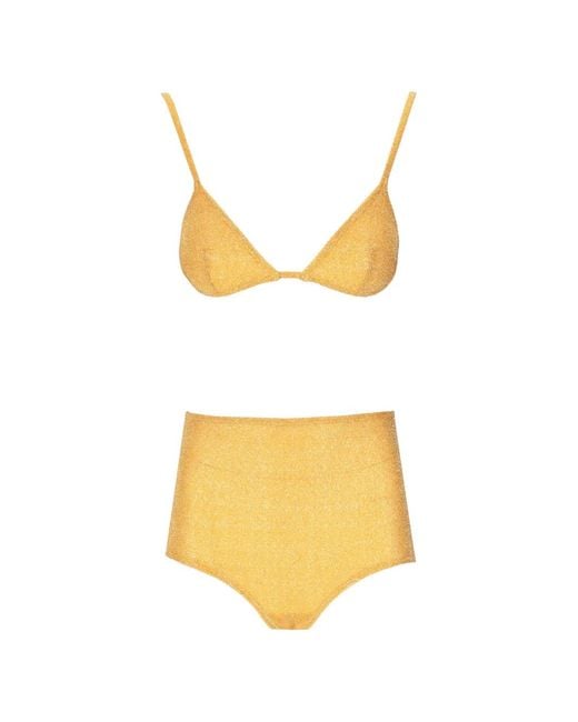 Laura Urbinati Yellow Soutien-Gorge À Effet Métallisé Et Bonnets Triangulaires