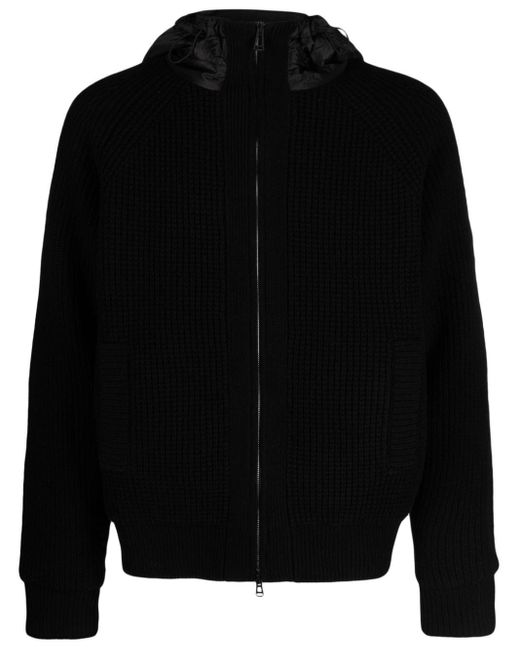 Belstaff Ribbed-knit Hooded Cardigan in Black for Men | Lyst