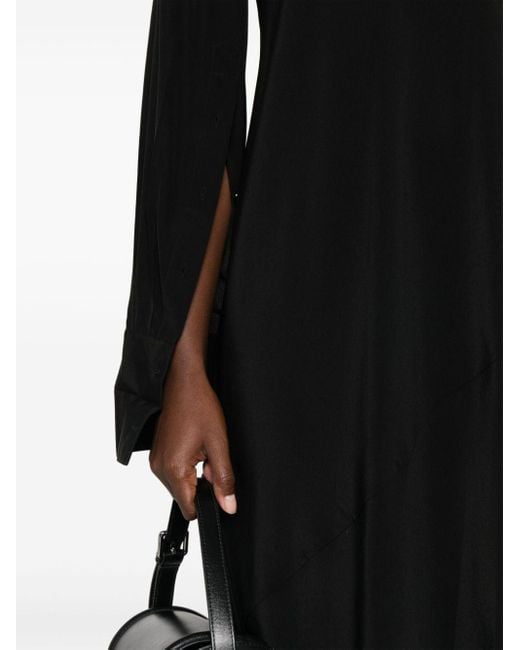 Robe courte en soie à col v Helmut Lang en coloris Black