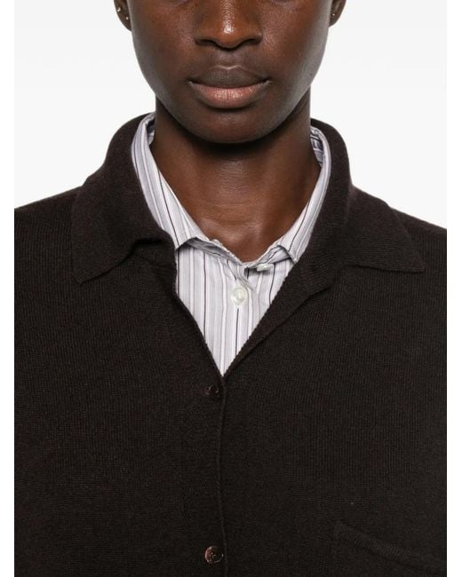 Whyci Black Chest-Pocket Button-Up Cardigan