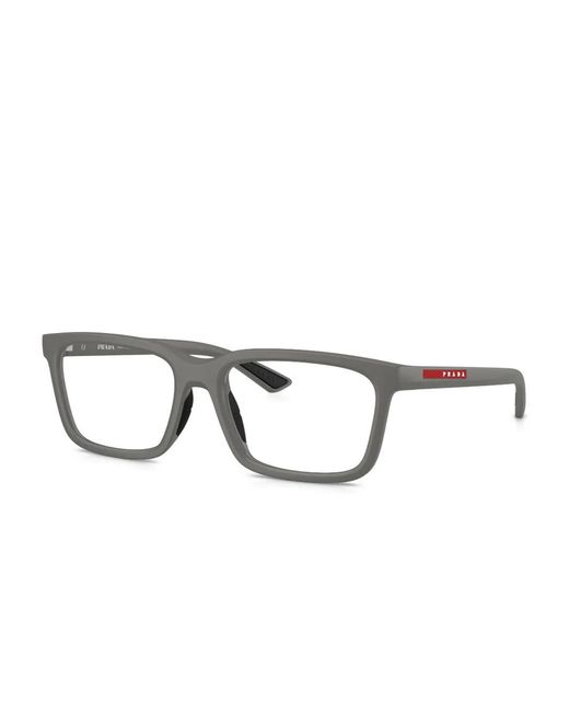 Prada Linea Rossa Gray Square-Frame Logo Glasses for men