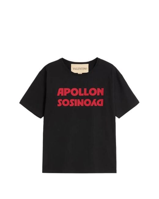 Valentino Garavani Black Apollon Dyonisos-Print Cotton T-Shirt for men