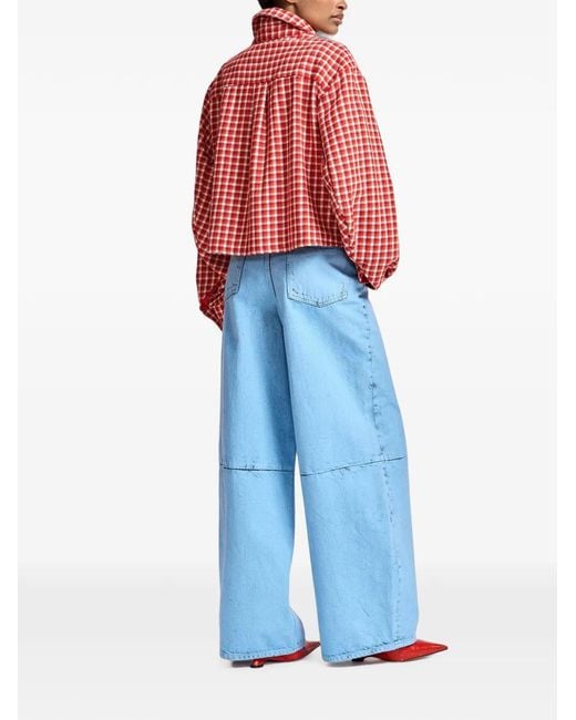 Essentiel Antwerp Red Kitten Checked Buttoned Jacket