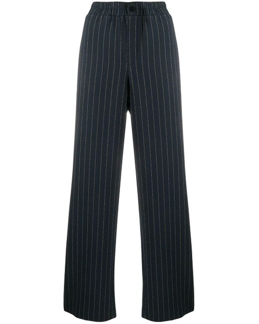 Ganni Blue Pinstripe Wide-leg Trousers