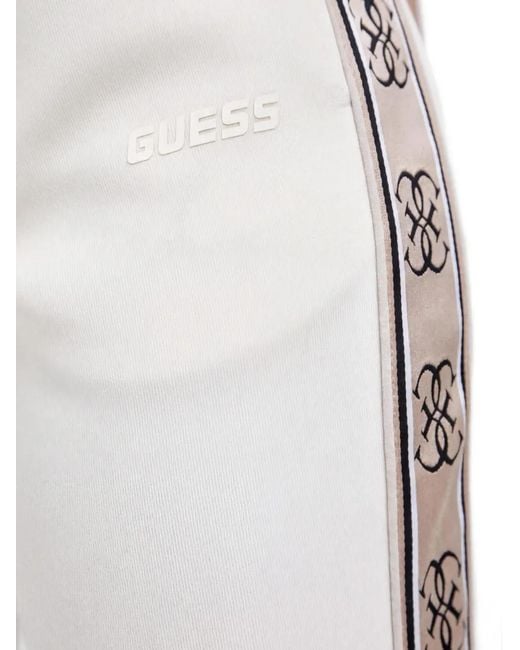 Guess White Pattern-Trim Track Pants