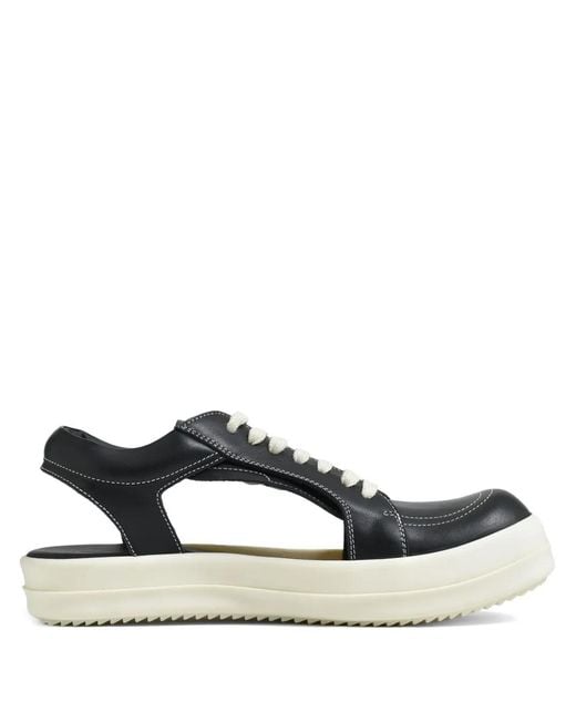 Rick Owens Black Cut Out-Detail Sneakers for men