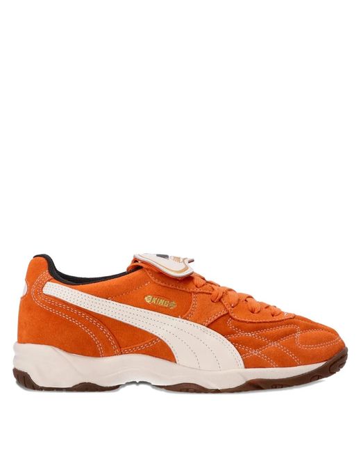 PUMA Orange Indoor Panelled Suede Sneakers