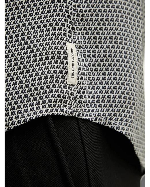 ARMANI EXCHANGE Gray Logo-Print Long-Sleeve Shirt for men
