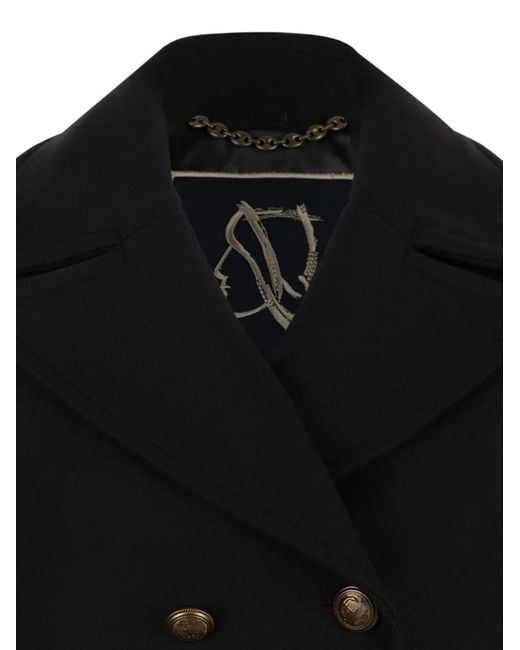 Sealup Black Double-Breasted Peacoat Jacket