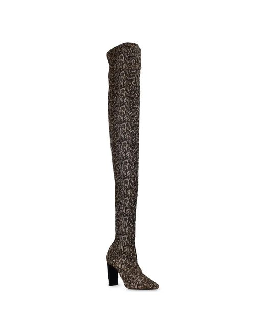 Saint Laurent White Moon Python-Print Boots