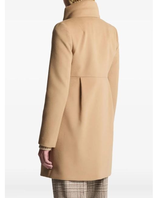 Fay Natural High-Neck Toggle-Fastening Coat