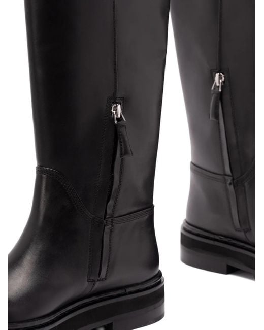 Patrizia Pepe Black 50Mm Zip-Detail Knee-High Boots