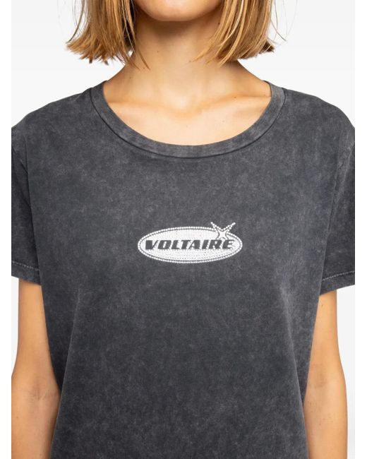 Zadig & Voltaire Gray Alys Hc Motocross Strass