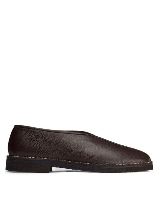 Lemaire Brown Piped Square-Toe Loafers for men