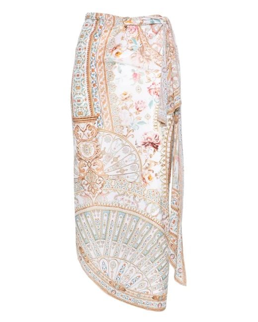 Camilla White Floral-Print Wrap Beach Cover-Up