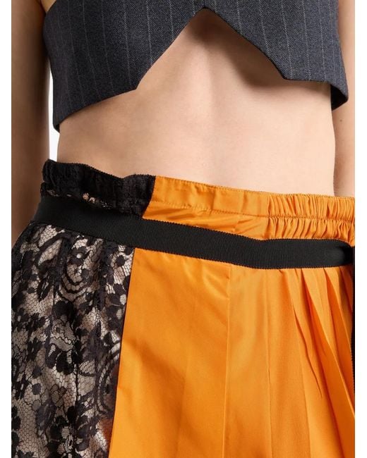 Prada Orange Patchwork Midi Skirt