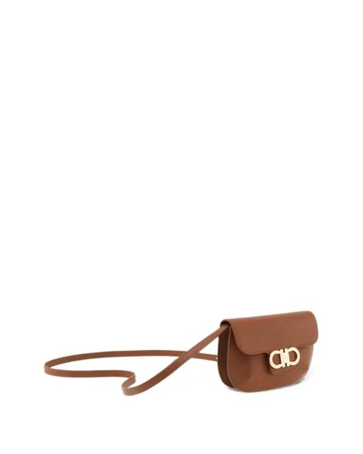 Ferragamo Brown Double Gancini Mini Bag
