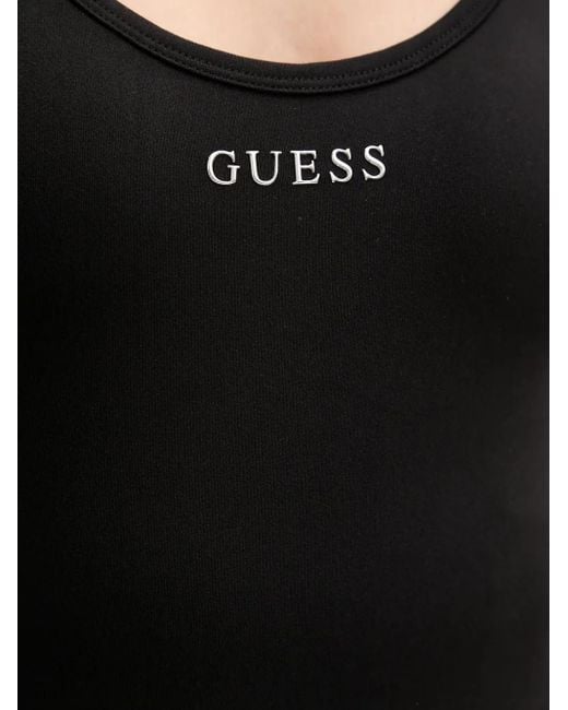 Guess Black Logo-Embellished Flared Jumpsuit