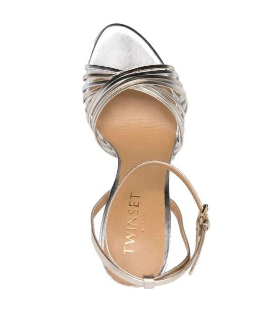 Twinset Metallic-Effect Calf-Leather Sandals